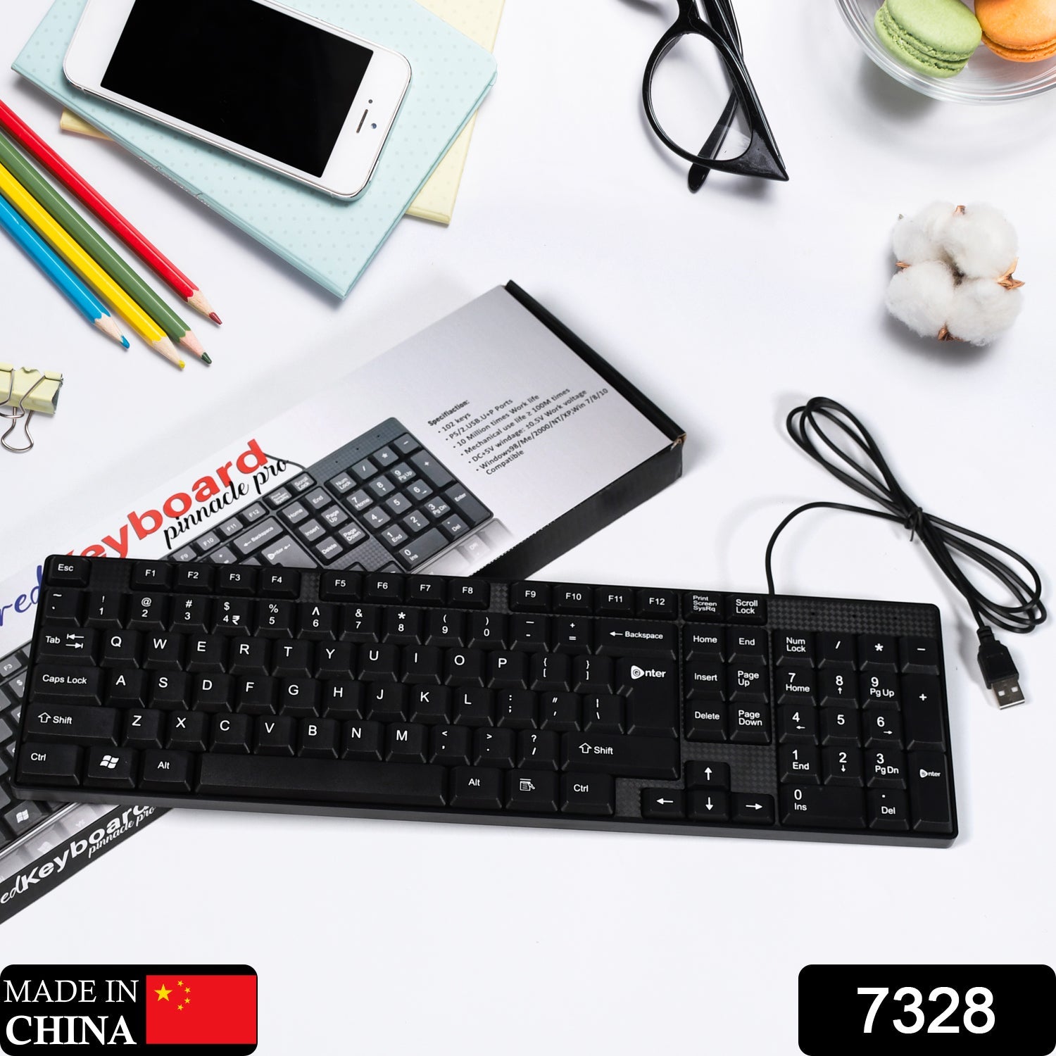 7328 Wired USB 102 Keys, Ergonomic Portable Typewriter Keyboard for Home Office, Plug and Play DeoDap 7328 Wired USB 102 Keys, Ergonomic Portable Typewriter Keyboard for Home Office, Plug and Play DeoDap